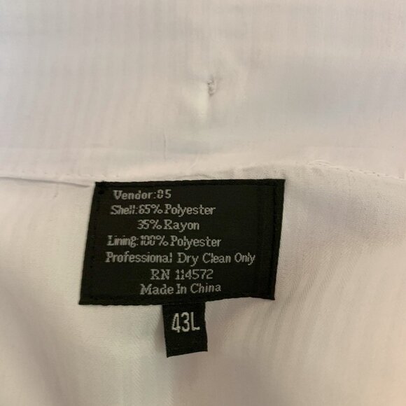 White Mandarin Banded Collar Nehru Suit 48L - Picture 7 of 7